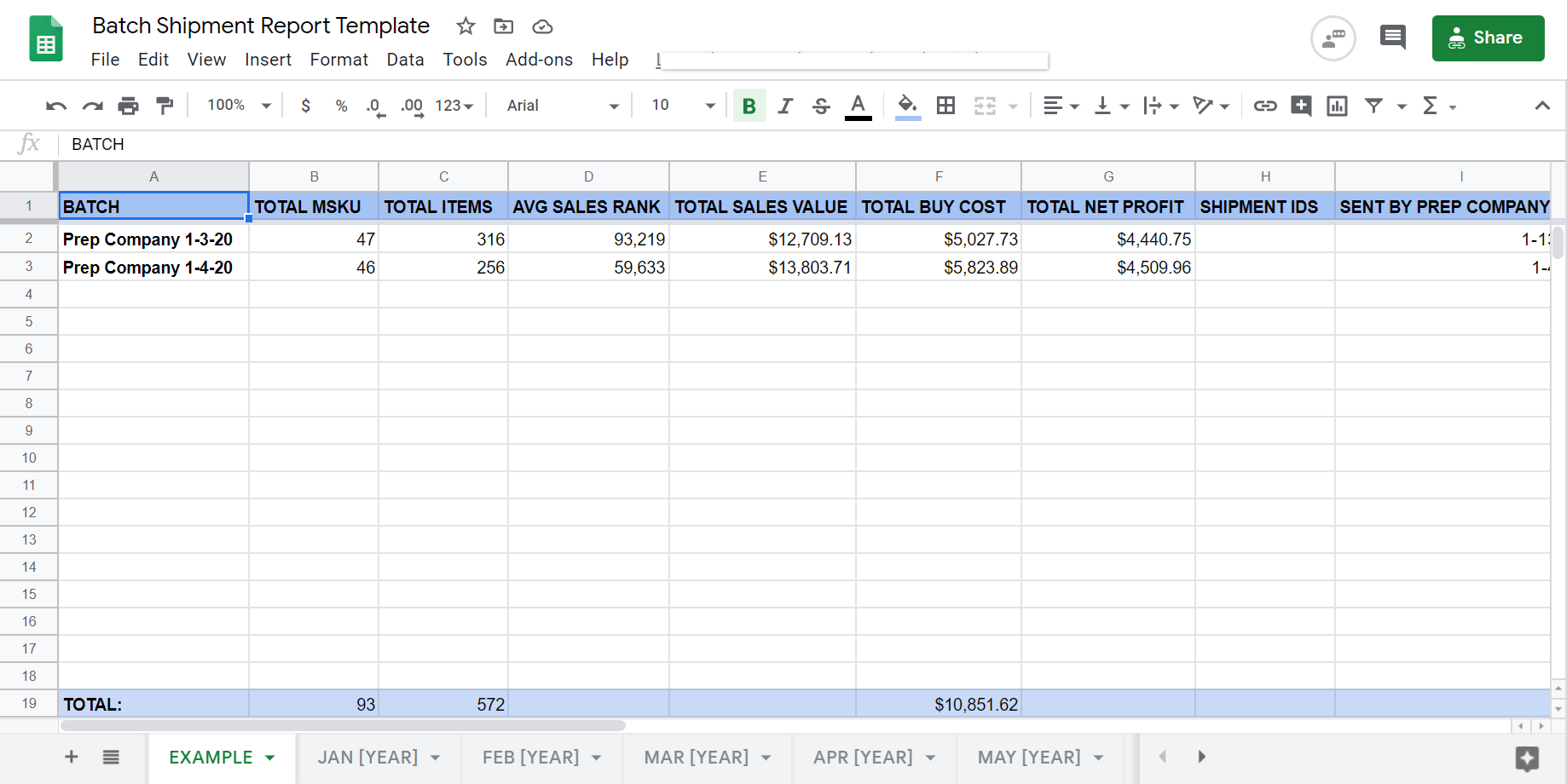 Batch Template - Online Arbitrage - Sellerspaceship.com