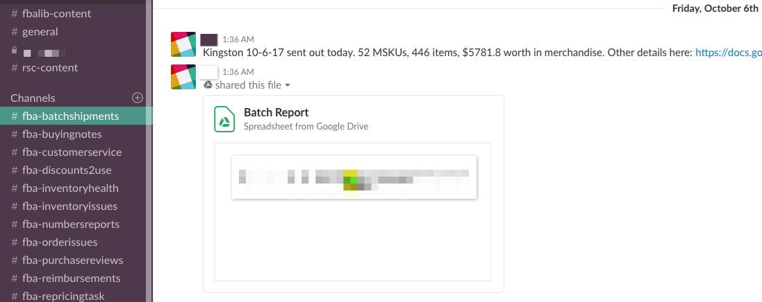 Slack Batch Template - Online Arbitrage - Sellerspaceship.com