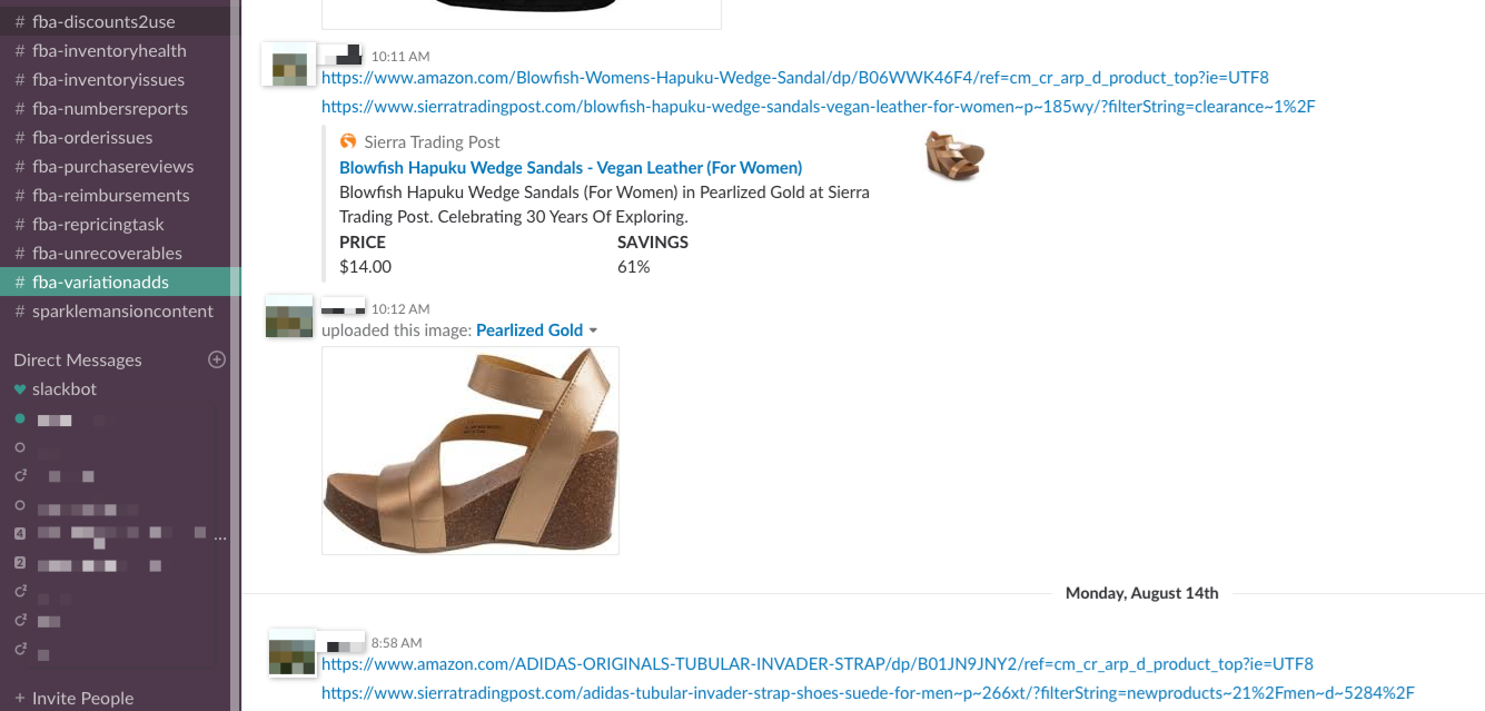 Slack Channel #fba-variationadds - Online Arbitrage - Sellerspaceship.com