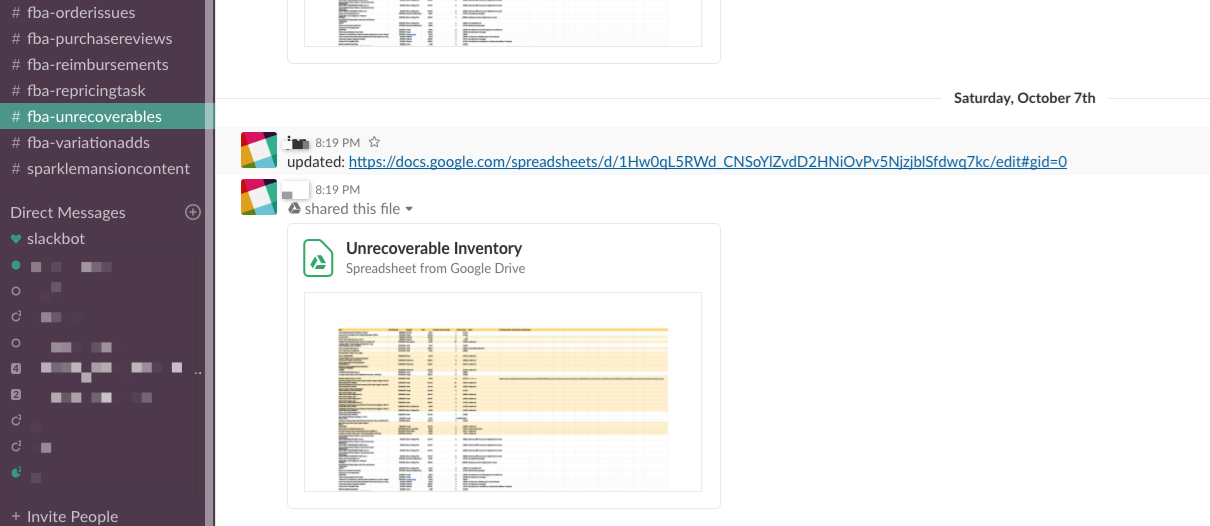 Slack Channel #fba-unrecoverables - Online Arbitrage - Sellerspaceship.com