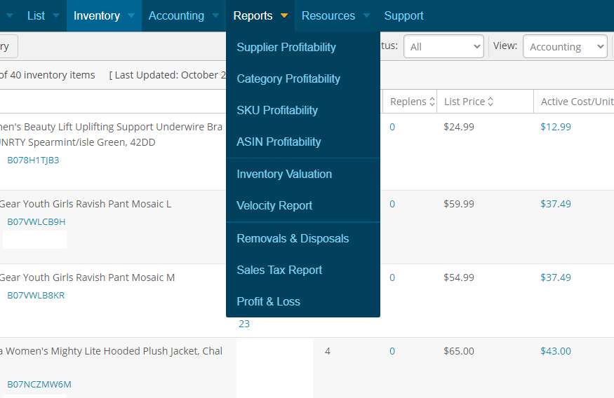 InventoryLab Reporting System Features - Seller Spaceship