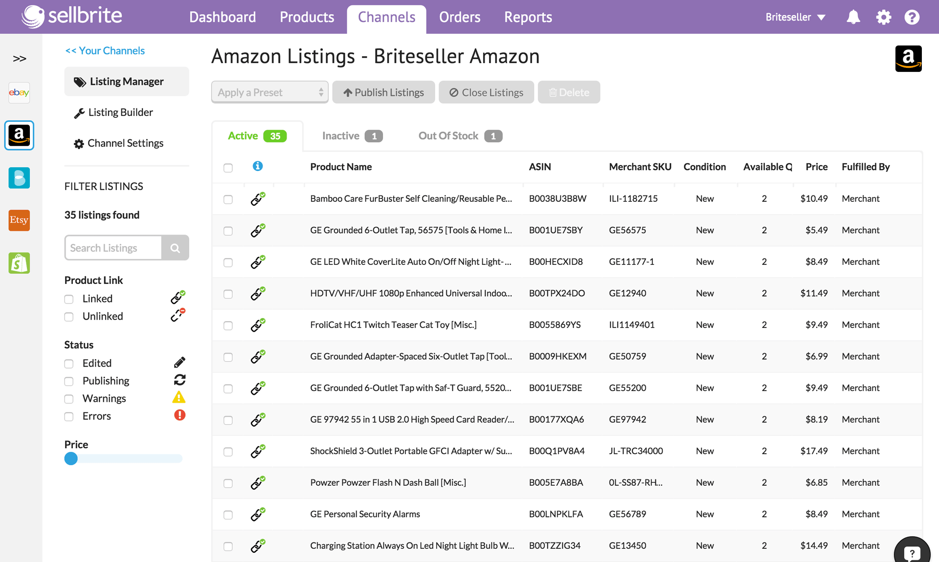Sellbrite Review Channels - Seller Spaceship