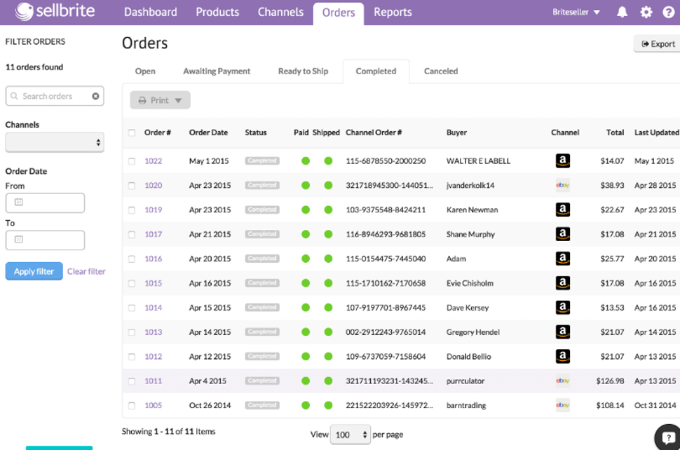 Sellbrite Review Orders- Seller Spaceship