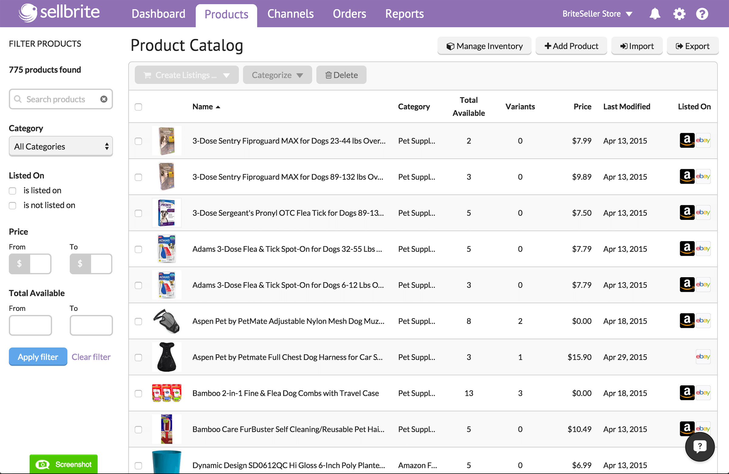 Sellbrite Review Products - Seller Spaceship
