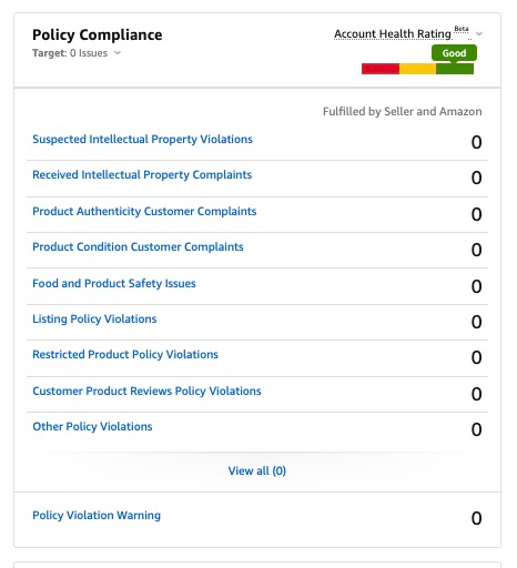Amazon Seller Performance Notification Warnings or “Amazon Account Suspended” Messages.