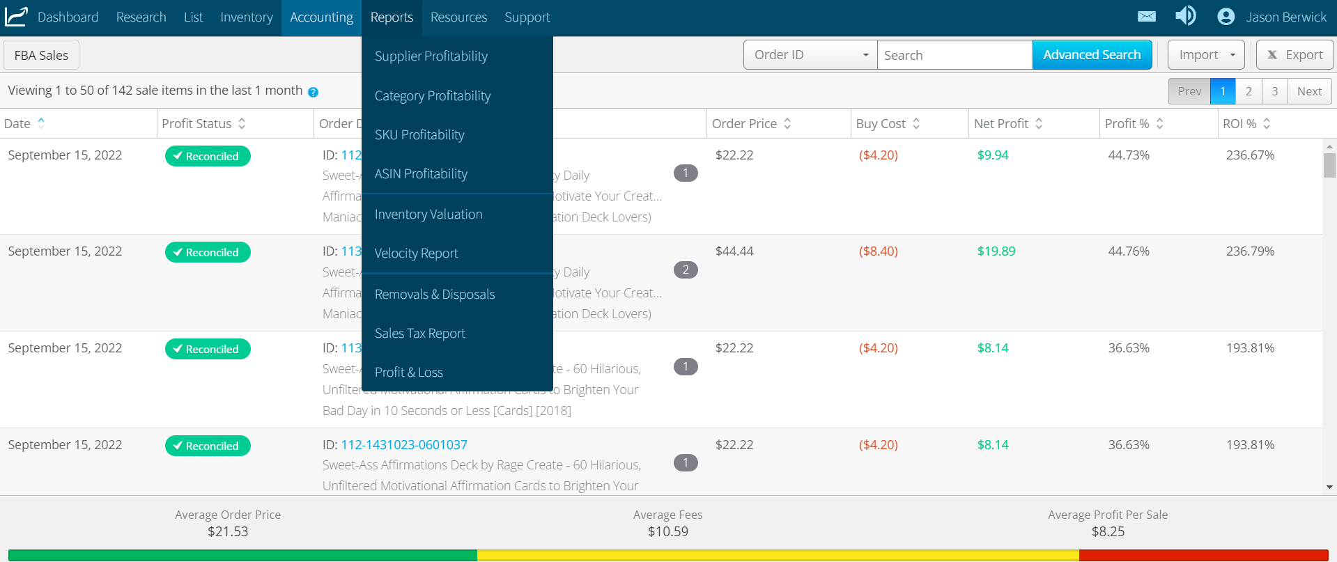 InventoryLab Reporting System Features - Seller Spaceship